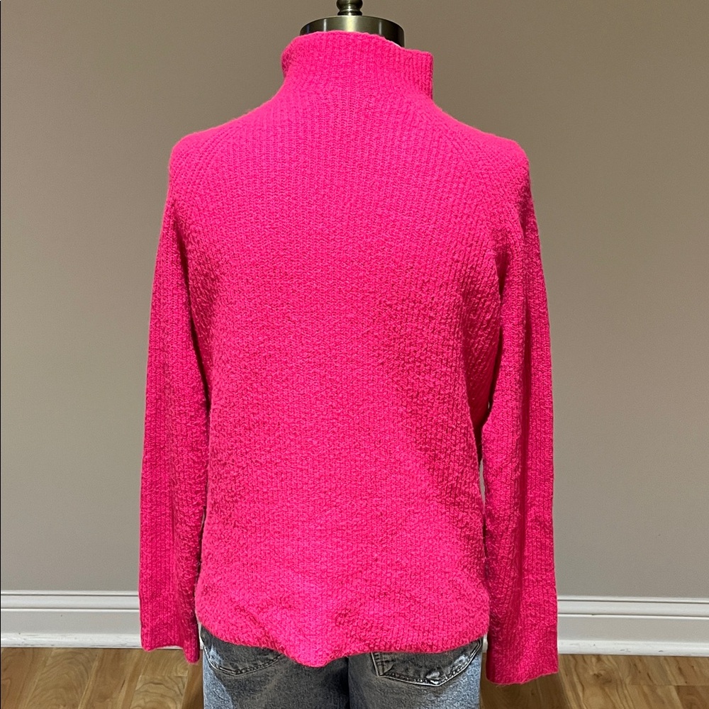 Halogen bright Pink ribbed mock neck fuzzy sweater size XS-M - Picture 6 of 13